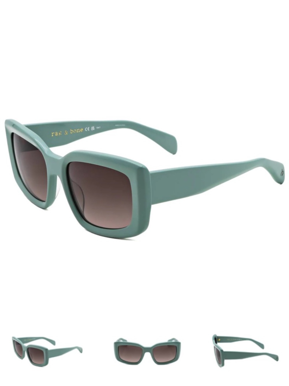 New Rag & Bone NYC Sunglasses Green Retro Leather Case & Pouch RNB-1076 Women’s